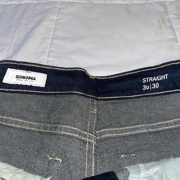 New With Tags Sonoma Straight Stretch Dark Wash Denim Jeans Mens Size 30/30 Pant - Picture 7 of 8